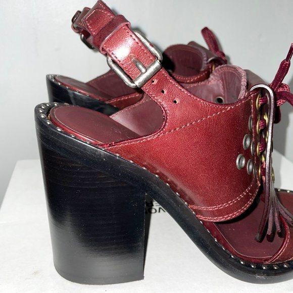 Burberry Leather Fringe Tassel Eyelet Stud Sandals - Picture 10 of 13